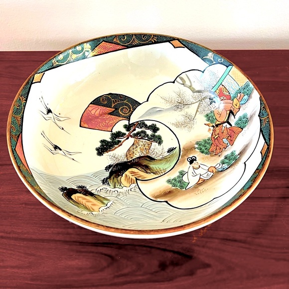 Japanese Kutani Porcelain Bowl Large Hand Painted In The Early 20th Cent… - Picture 6 of 16
